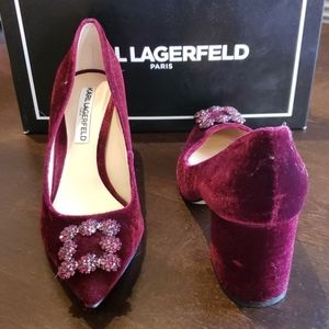 Karl Lagerfeld Burgundy Velvet Heels